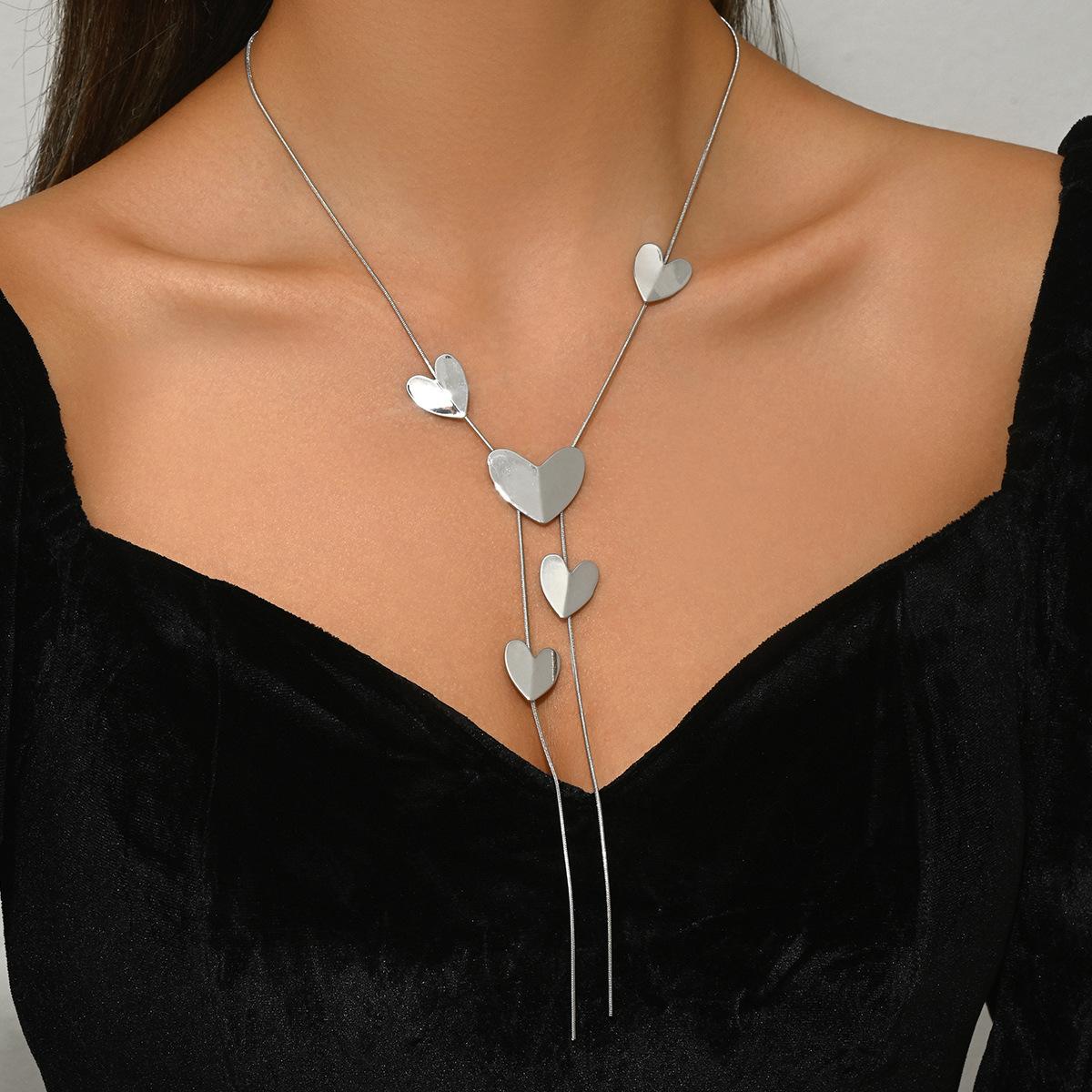 

Популярные женские ожерелья, геометрические подвески с многослойным дизайном в виде любви, цепочки для ключиц, универсальные