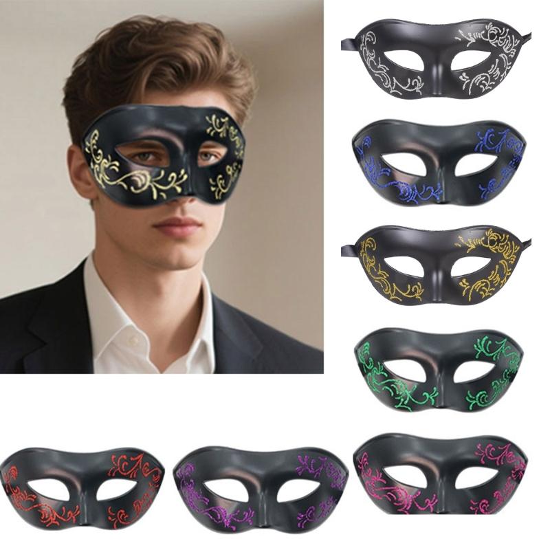 Venezianischer Stil Handbemalte Halbmaske für Kostümpartys Leichter, langlebiger Kunststoff Bequeme Passform Wiederverwendbares Rollenspiel-Accessoire
