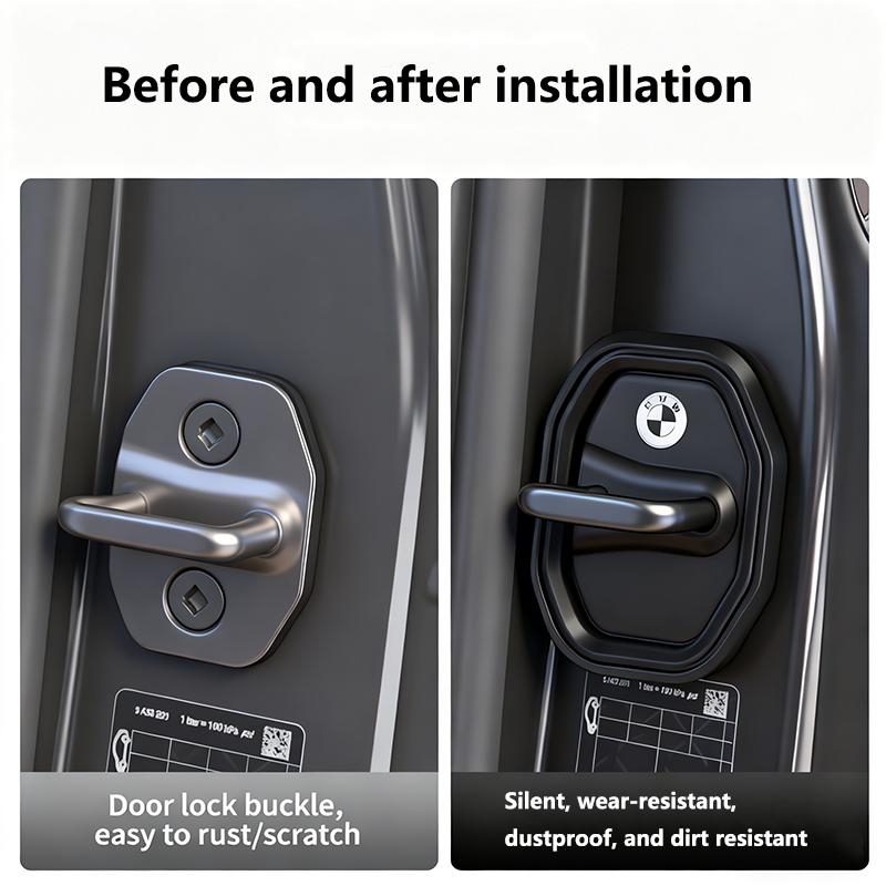 4Pcs Motorcycle sticker /Silicone Car Door Lock Buckle Car Door Latch Mute Damping Cushion For BMW M 2 3 E46 E90 E60 F30 F10 E39 XR1