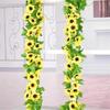 260cm Simulated Sunflower Vine Air Conditioning Duct Decor Wrap Sunflower Flower Garland Wedding Arch Decoration Plastic Flowers