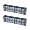 2PCS Dual Row Screw Terminal Strip Fixed High Current Terminal Blocks with Cover 600V 25A 8