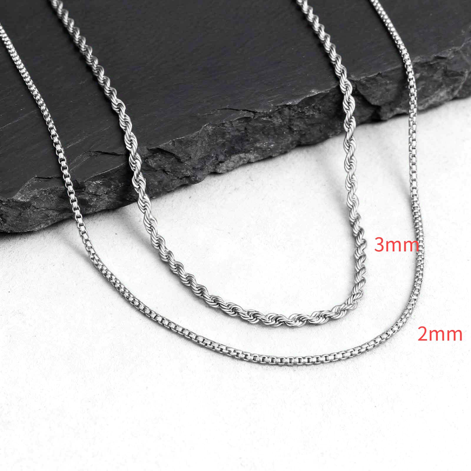2pcs Men s Chain Necklace,Stainless Steel Black Gold Silver Color Twisted Rope Chain Collars,Trendy Punk Basic Chains Gift short 50cm long 55cm