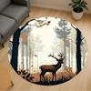 1pc Deer Forest Round Chair Mat Office Area Rug - Non-Slip, Floor Mat for Office, Bedroom, Ideal Home Decor Gift C0112017