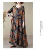 Printed Round Neck Loose Plus Size Long Sleeve Dresses for Women