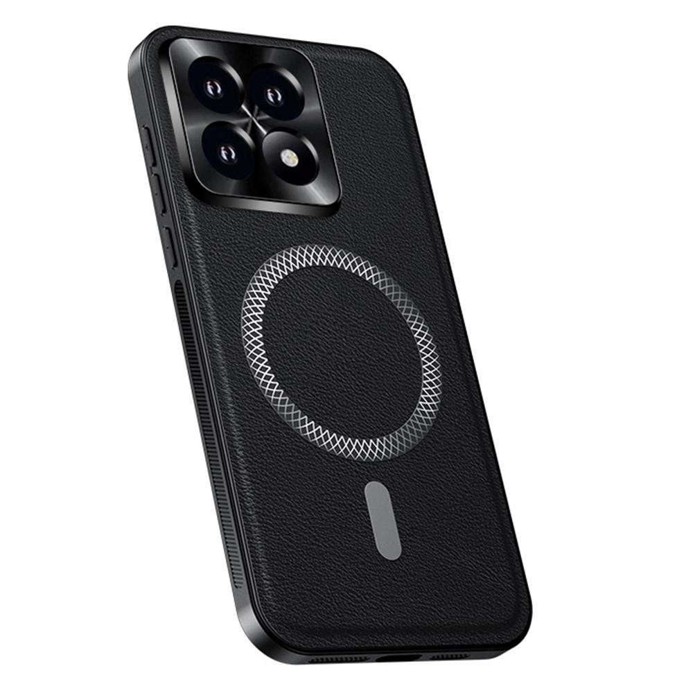 For Xiaomi 14T Pro Case Compatible with MagSafe PU TPU PC Phone Back Cover with Metal Lens Frame