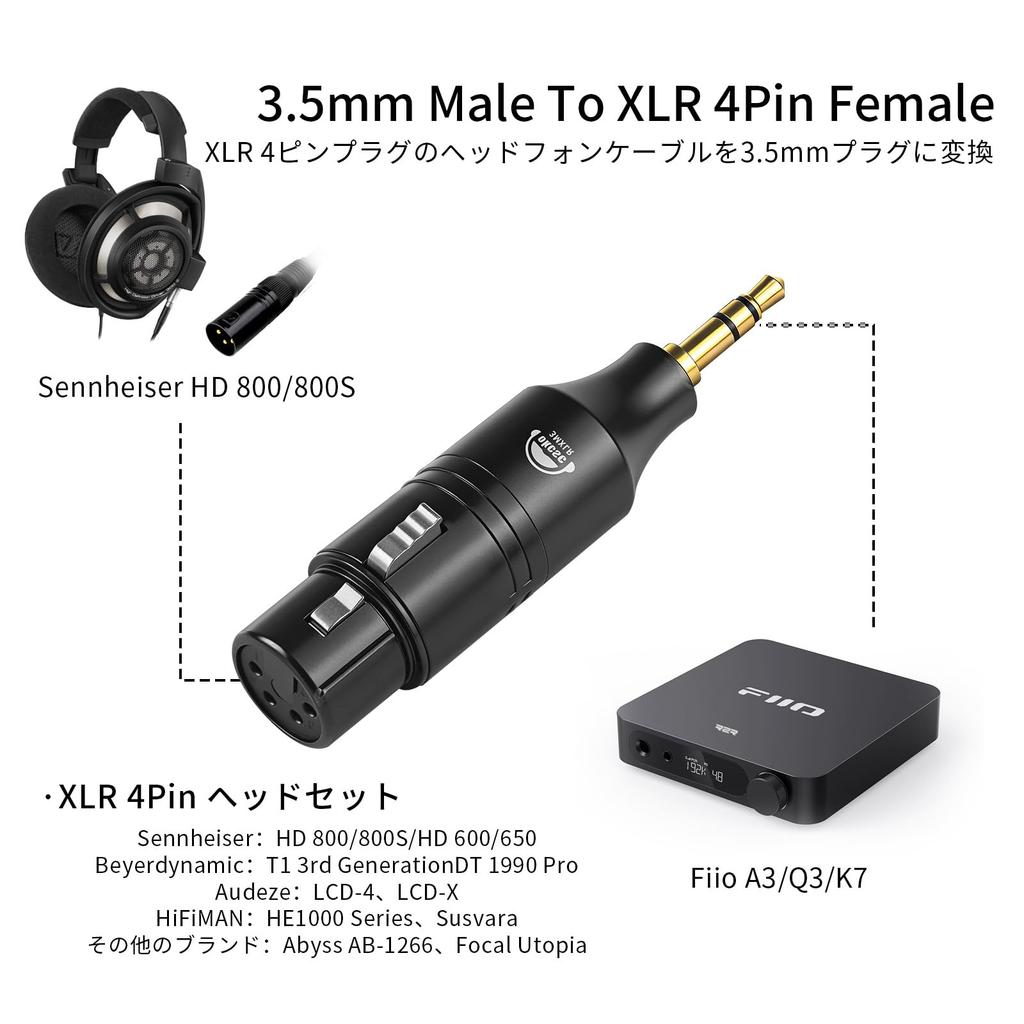 okcsc 3MXLR Conversion Connector to XLR Audio Conversion Connector Kit Stereo to XLR Lossless Audio Transmission for HiFi Headphone Amplifiers 3.5mm