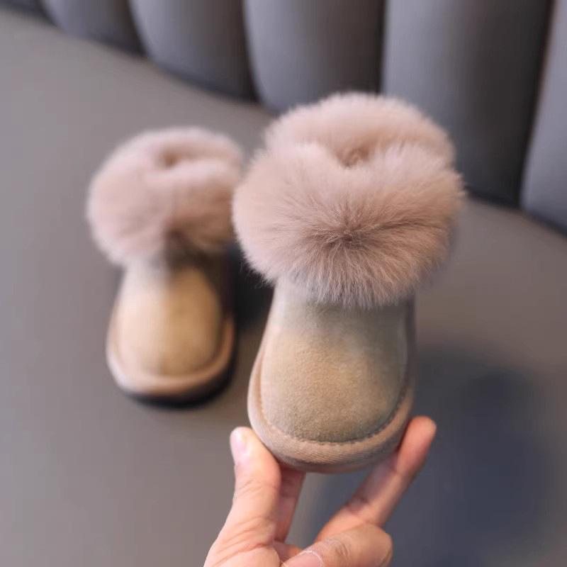 Unisex Toddler Snow Boots - Warm, Soft Sole Winter Shoes with Thick Velvet Lining Size 22 - Insole 14.0 cm светло-коричневого