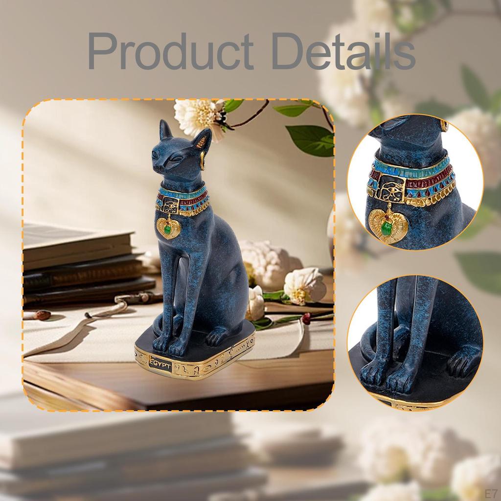 Cat Bastet Statue Figurine Tabletop Decoration Animal Sculpture Ancient Collectible for Living Room