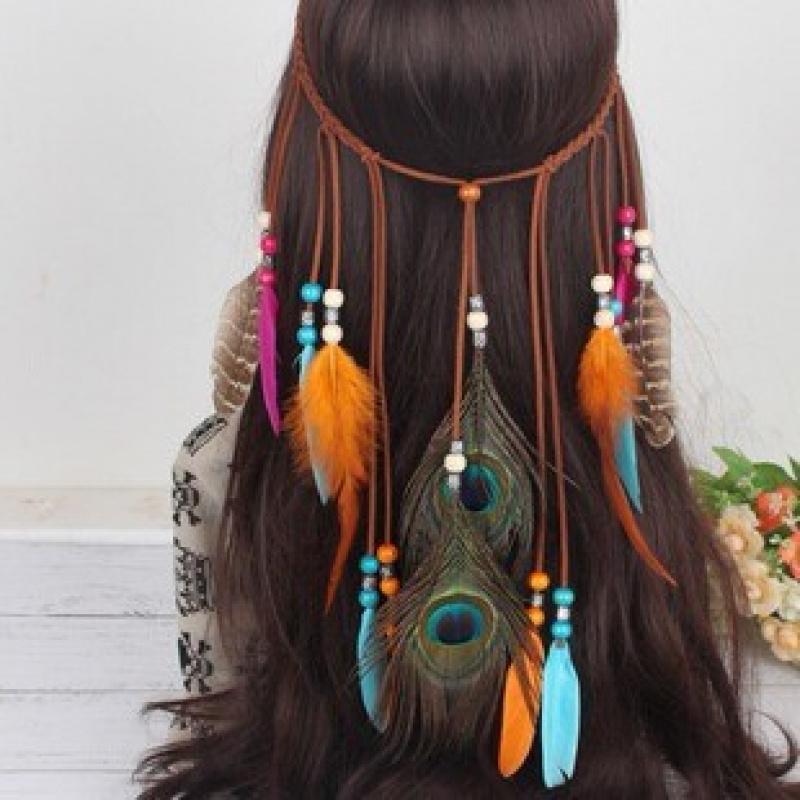 Halloween costume Indian headdress, Bohemian feather headband, ethnic style headwear accessories