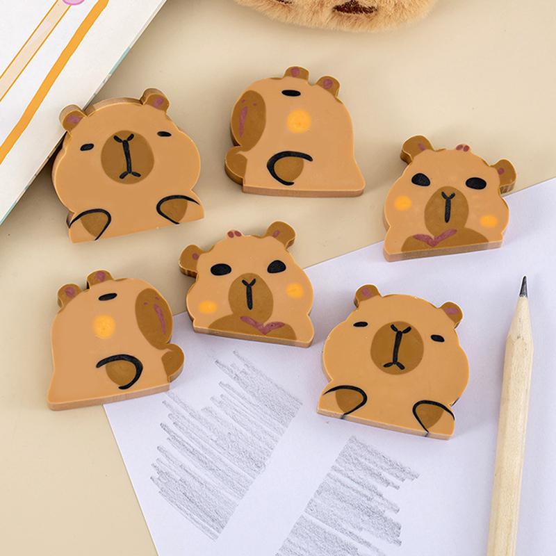 10Pcs Kawaii Capybara Eraser Soft School Supplies Clean Mess Free Stationary Office Student Rubber Eraser For Kids Gift