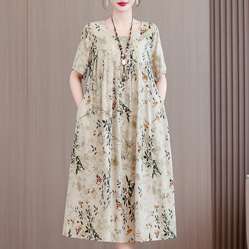Letné oversize šaty Elegantné dámske dlhé šaty s krátkym rukávom Plus veľkosti
