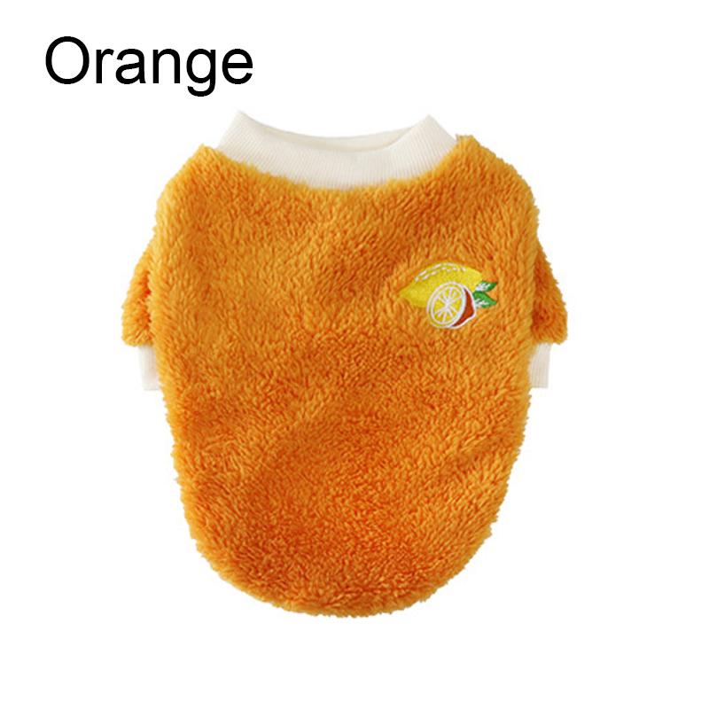 

Pet Clothes Soft Fleece Cat Dogs Clothing Cute Fruit Print Winter Warm Pullover Soft Fleece Pet Puppy Winter Vest Costume XS（old） оранжевый
