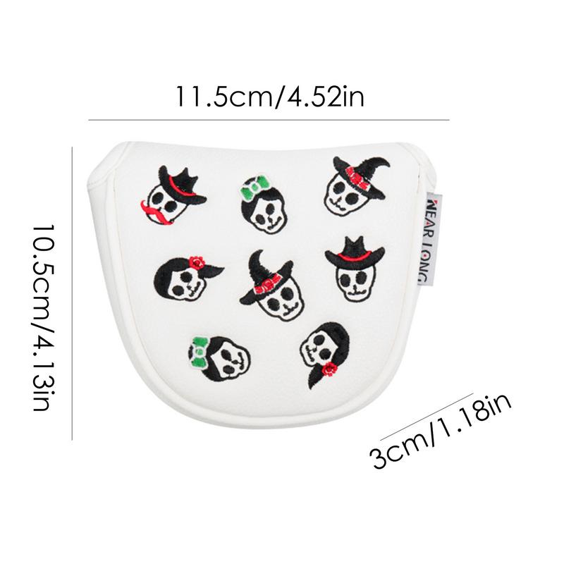 Golf Putter Cover PU Putter Head Wrap Cover Waterproof Protective Wrap Skull Pattern Magnetic Buckle Outdoor Sport Accessories