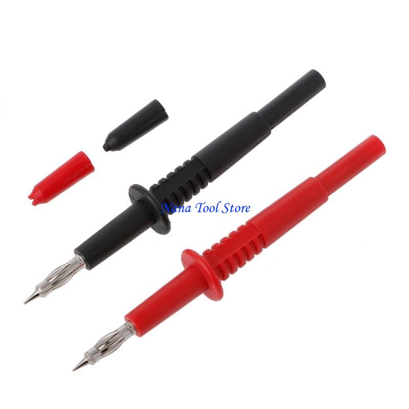 

31GJ 2 Pcs /1 Set Copper Rod Multimeter Testing Probe 4mm Socket Type Probe Banana Connector Red/ Black чорний