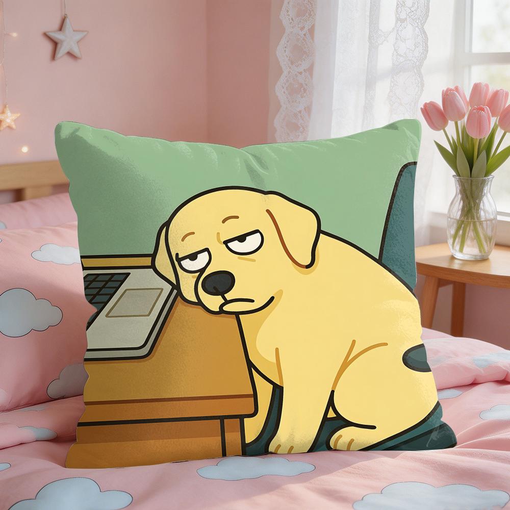 Hard Work Animal Cute Cushion Cover Silky Short Plush Invisible Zipper Dustproof Sofa Pillow Case For Home Decor