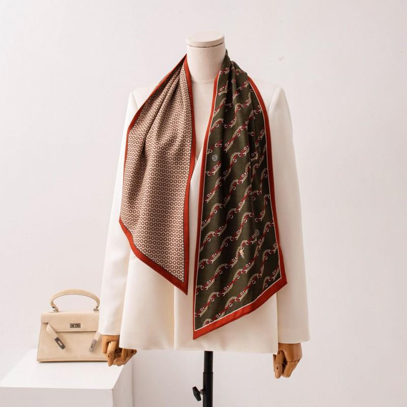 2026 Silk Wool Double Layer Scarf Light Luxury Fashion Neck Warmer