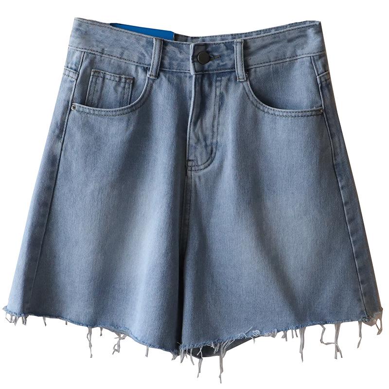 2025 Léto Korejský styl Vysoký pas Surový okraj Široké nohavice A-linie Šortky