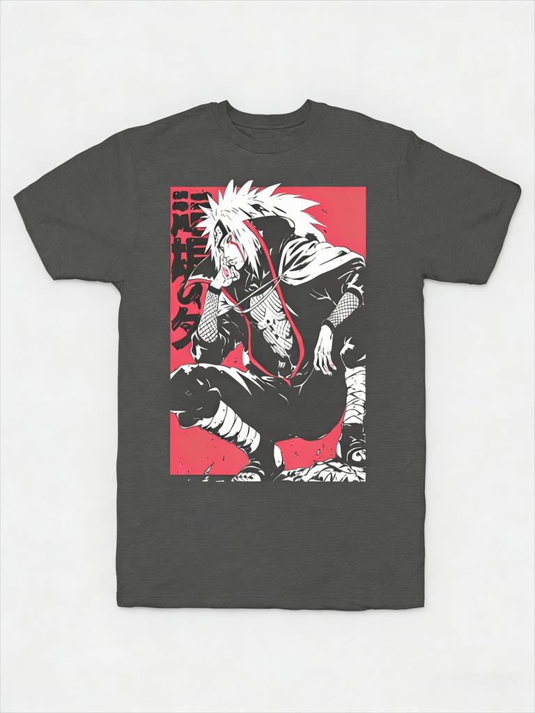Jiraiya TShirt Men Summer Naruto Shippuden Manga Character Graphic Short Sleeve Oversized Streetwear Anime Fan Tee