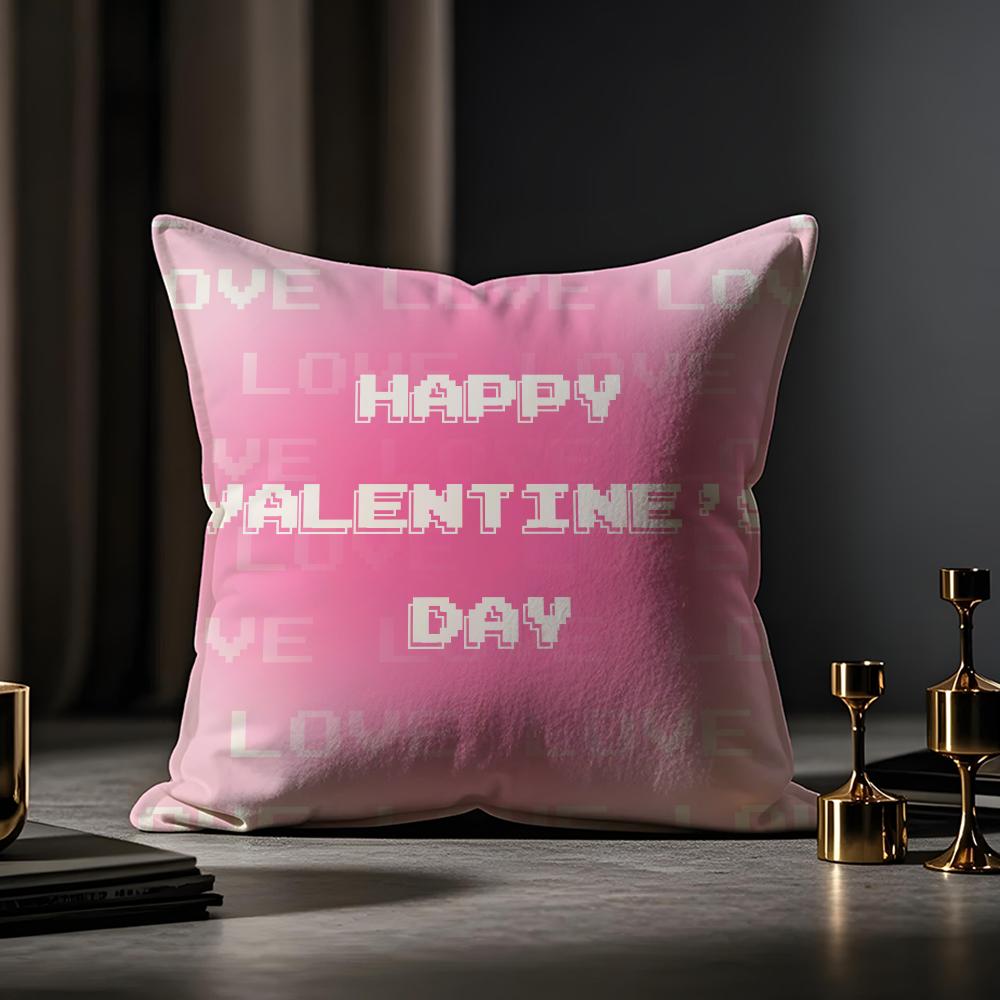 Valentine's Day Stickers X Cushion Cover Anti-dustmite Pillowcase Invisible Zipper Silky Short Plush Sofa Cushion Cover