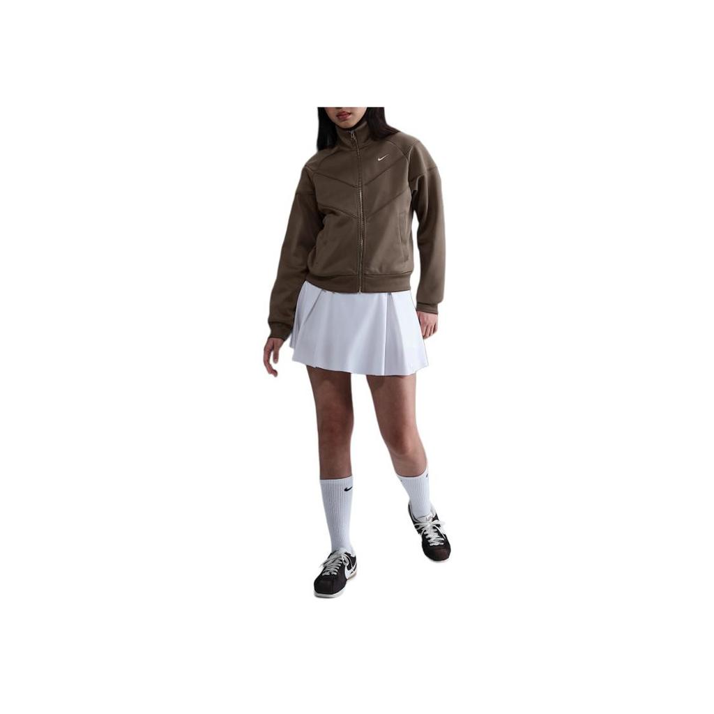 Nike Logo Zip Collar Raglan Long Sleeve Jacket Women Jacket Brown HJ0976-233