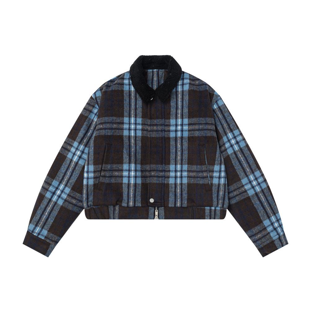 

Trendy Men s Plaid Lapel Cotton Jacket - European & American Style, Brand New & Loose Fit M