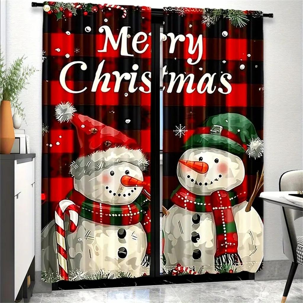 2 buc Perdele pentru cafenea Crăciun Om de zăpadă Fulg de zăpadă jumătate perdea opaca pentru dormitor sufragerie fereastră bucătărie birou acasă bucătărie