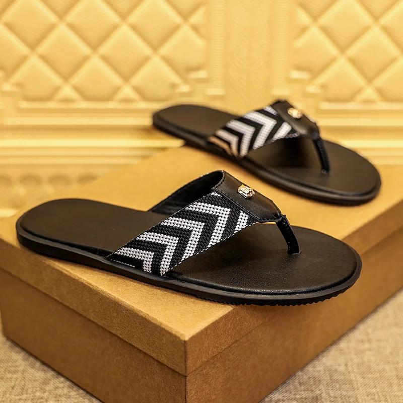 Men Flip Flops Genuine Leather Trend Summer Anti-skid Man Slippers Outdoor Light Casual Beach Sandals Household Slides for Men