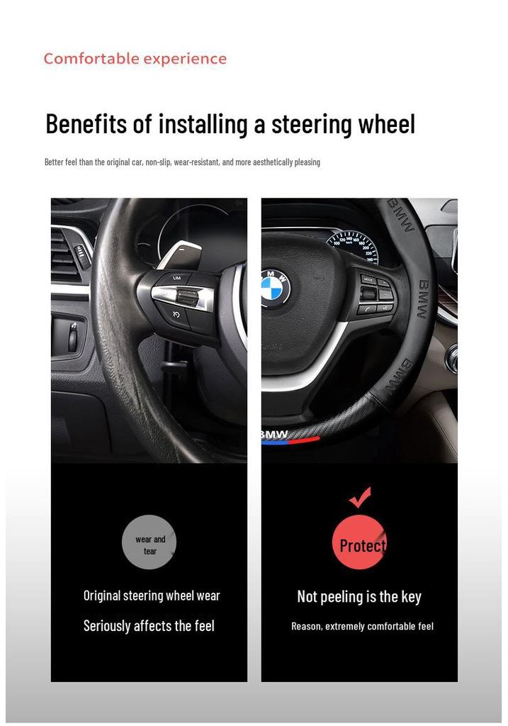 Universal Steering Wheel Cover for BMW 3, 5, 1 Series, X1, X3, X5 - Suitable for All Seasons