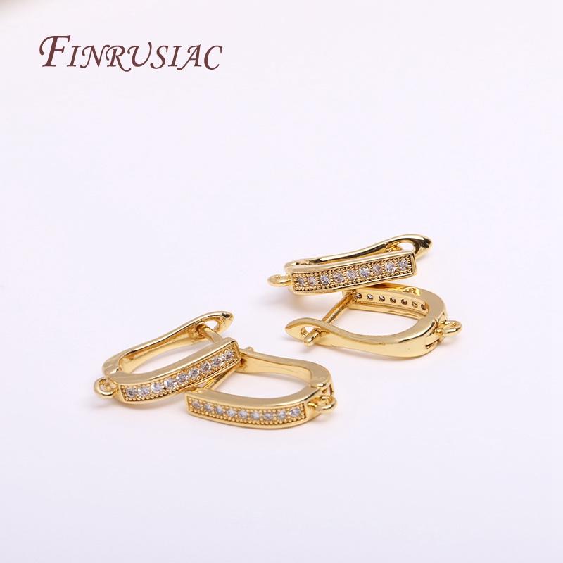 18K Real Gold Plated Anti-Allergy Classic Zircon Earrings Hook Clasps For Women DIY Earrings Jewelry Making Material