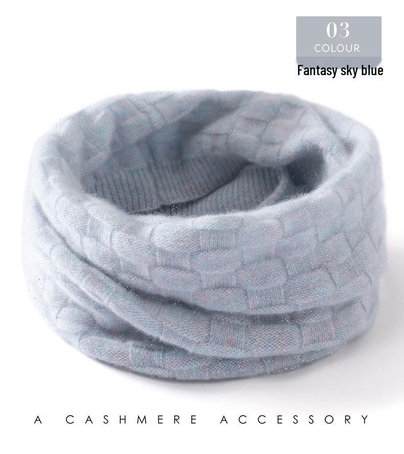 100% Pure Cashmere Plaid Neck Warmer - Thick, Warm, Knitted Scarf