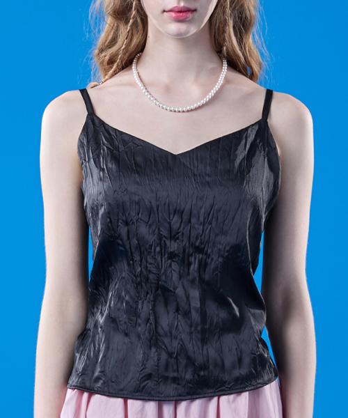 KOLEAT Chiffon Cooling Inner V-Neck Marmont Bustier Strappy Top [Black]