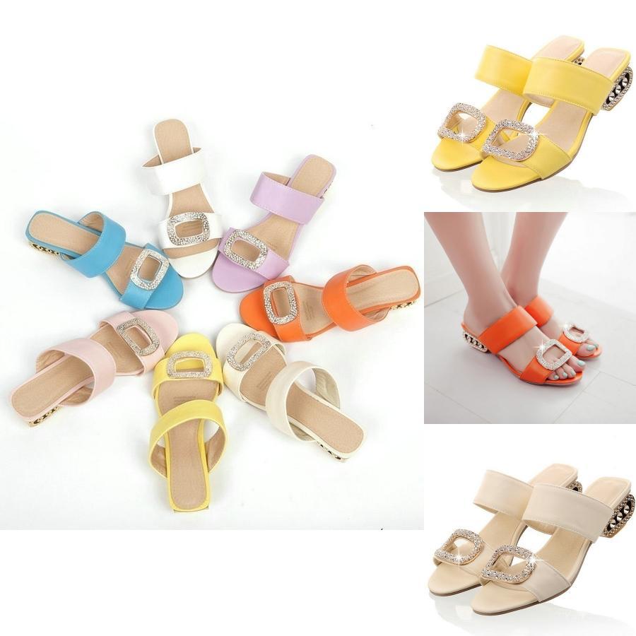 Women Summer Sandals Shoes With Low Heels And Rhinestone Embellishments