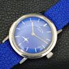 HAND-WINDING VINTAGE FAVRE LEUBA SWISS MENS BLUE COLOR DIAL WATCH A436436-2 R129-a436436
