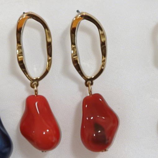 Simple imitation Baroque pendant earrings, fashionable versatile style geometric hollow earrings, daily party ears