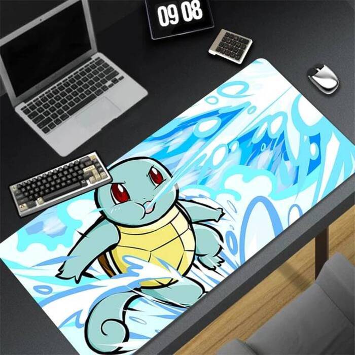 Japan Anime Mouse Pad PC Blue Ppokemon Squirtle Keyboard Rug XXL Gamer Cabinet Mousepad Laptop Kawaii Gaming Extended Desk Mat