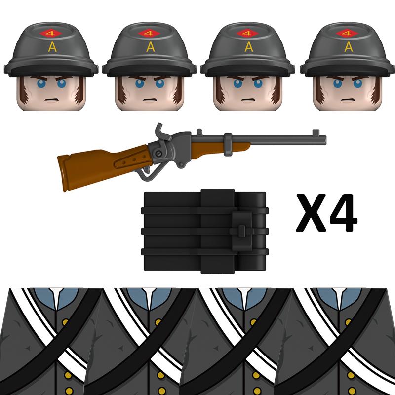 Military American Civil War Soldier Building Blocks Army Figures Texas 4th Infantry Regiment Joseph Weapons Bricks Toys For Kids