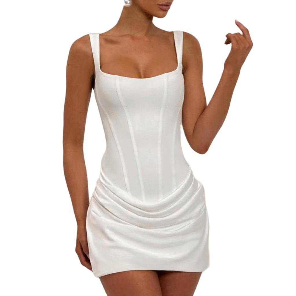 Ladies' Casual Slim Fit Fishbone Desire Suspender, Hip Hugging Dress, Short Skirt