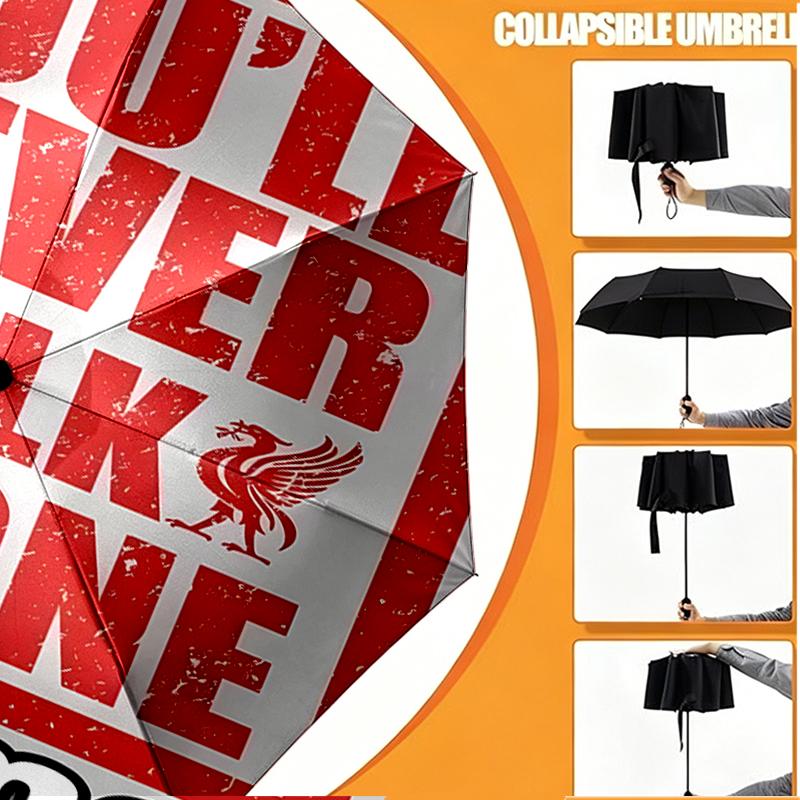Custom Name Personalized Football team F.C Print Umbrella, Auto Open Close, 8‑Rib Sturdy Frame, Commute Camping Hiking Use, Birthday Gift