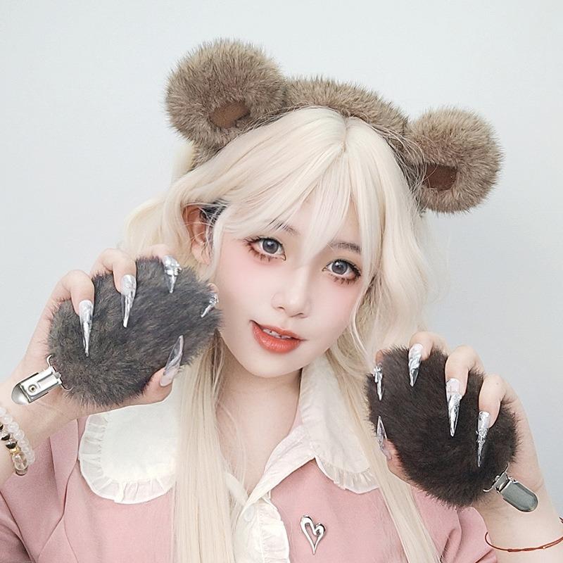Halloween Animal Headgear Bear Ear Headband Party Stage Show Props Brown Bear Black Bear Ear Tail Suit