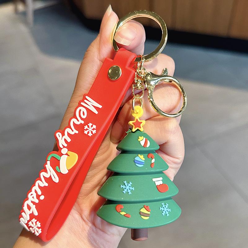 Santa Claus Keychain Christmas Small Gift Student Schoolbag Pendant Cartoon Christmas Tree Three-Dimensional Doll Pendant