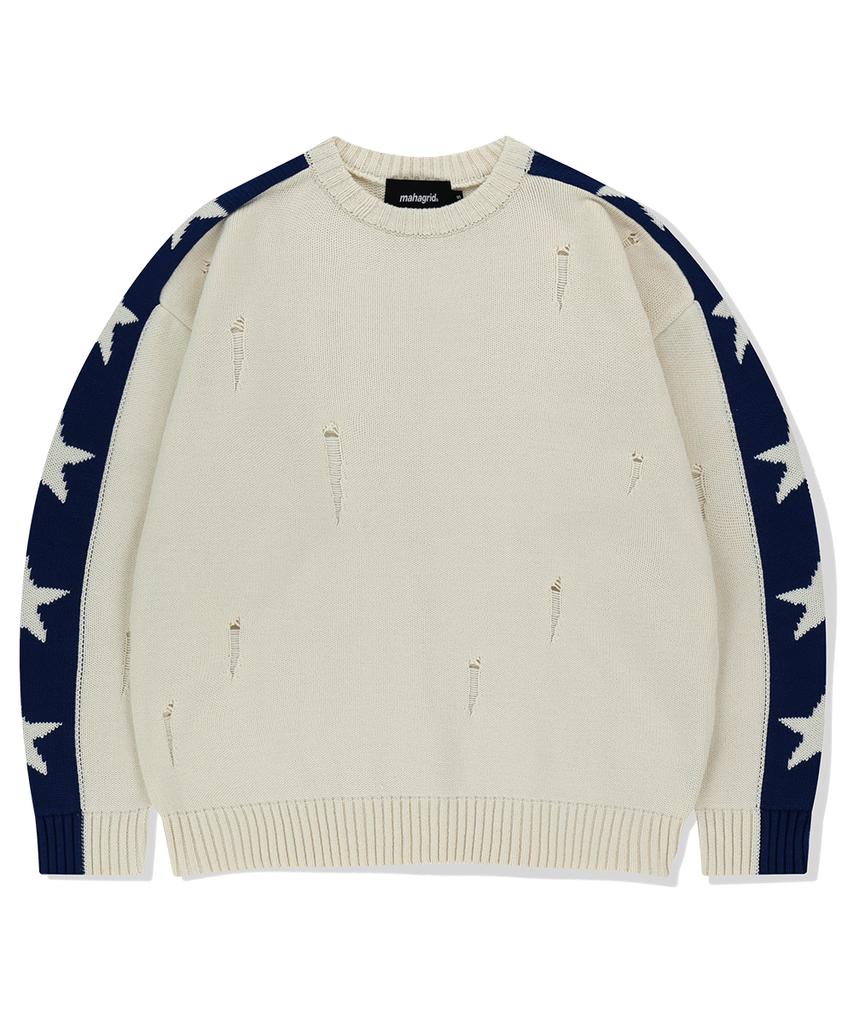 MAHAGRID Star Crash Knit Crewneck Beige(Mg2Fsmk610A)