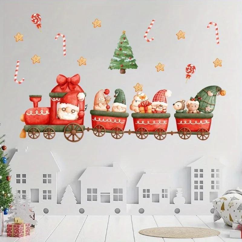 Children Room Wall Stickers 1PCS Christmas Train Holiday Window Ornament Bedroom Living Room Decoration Kid Room Decor Wallpaper