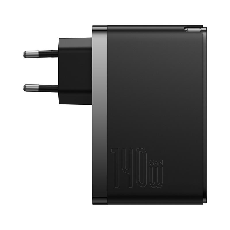 

Baseus GaN5 Pro Быстрое зарядное устройство Dual Type C+USB 140 Вт Зарядное устройство для iPhone Xiaomi Ноутбук Планшет чёрный