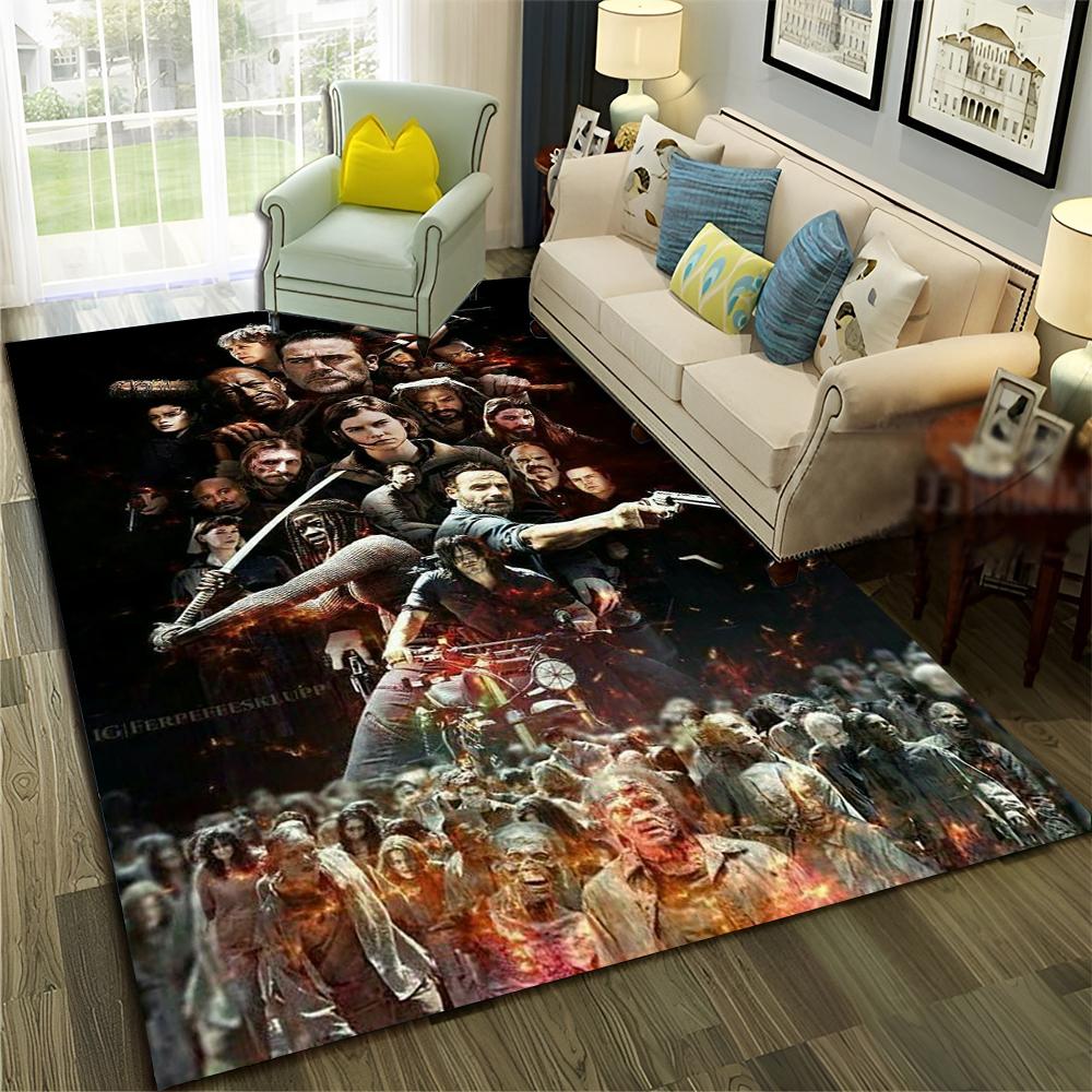 TV Horror The Walking Dead TWD Tappeto per Casa Soggiorno Camera da Letto Divano Zerbino Decorazione, Tappeto Area Gioco Bambini Tappetino Antiscivolo