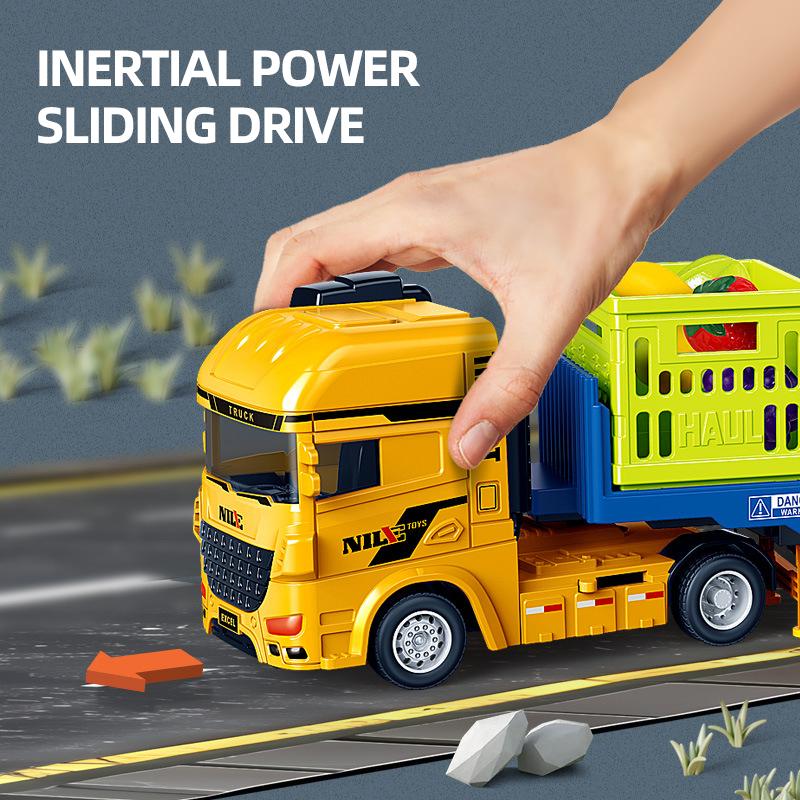 Children Toy Car Baby Classic and Action Toys Simulation Alloy Die-cast Freight Fruit Vegetable Transport Truck for Kids Boys