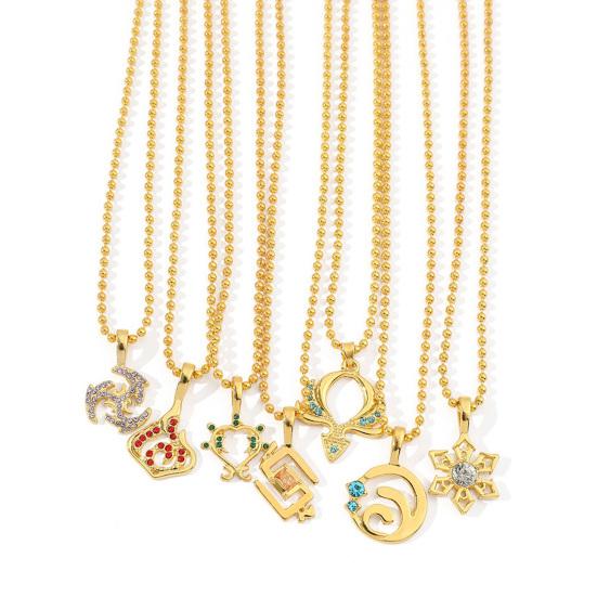 Genshin Impact Chain Rhinestone Inlay Cartoon Game Pendant Golden Color Bead Chain Dress-Up Accessories
