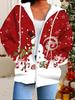 Christmas 3D Printed Hooded Cardigan Plus Size Autumn Winter Retro