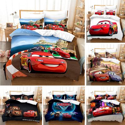 3D Digital Kit, Printed Quilt Set Three-Piece Set, Cartoon Animation Car
