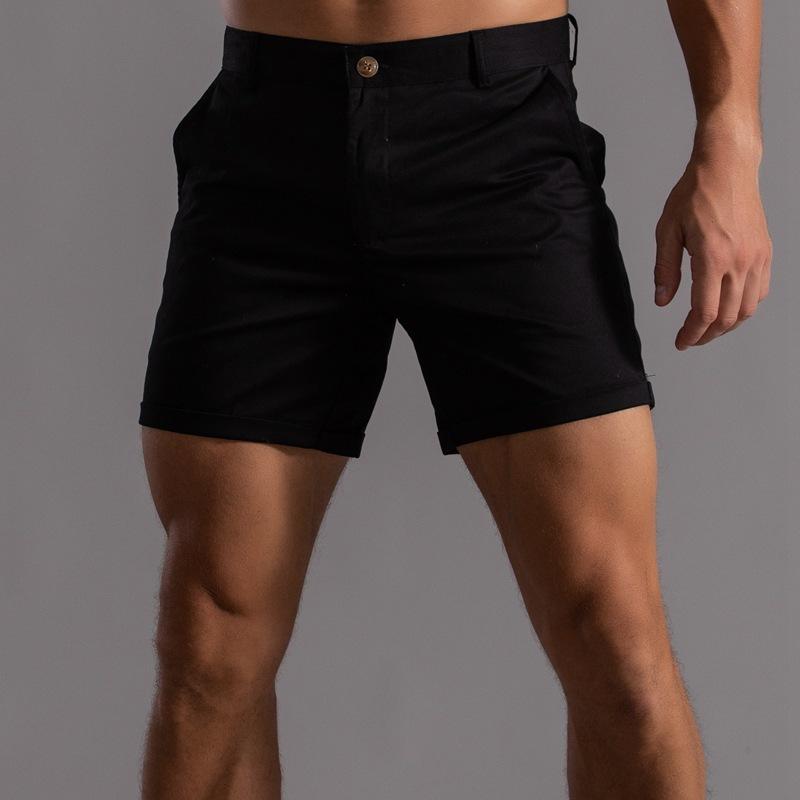 Men Solid Color Slim Fit Casual Shorts