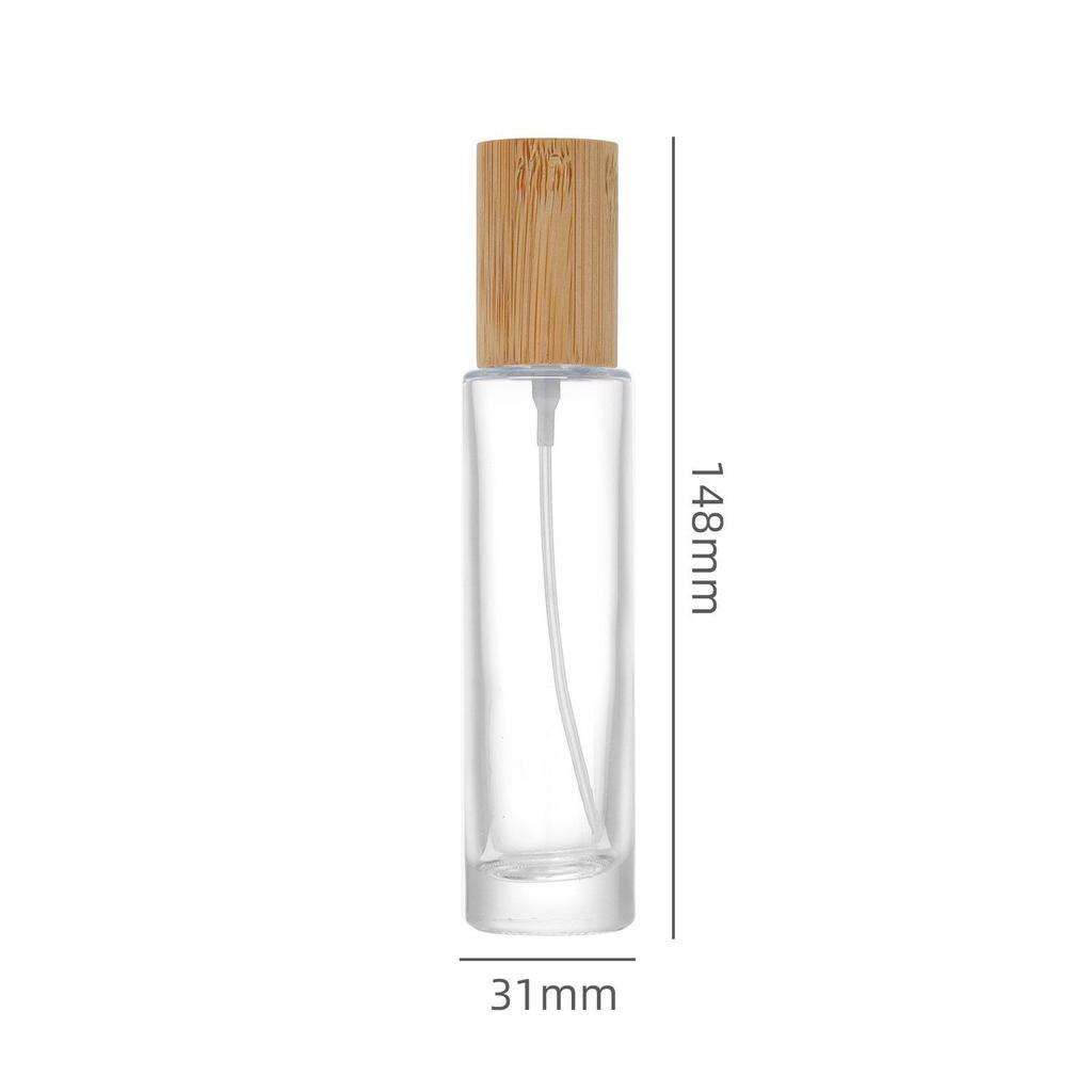 Transparent Glass Perfume Decanter with Bamboo Lid - Portable High-End Sample Bottle